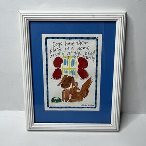 Vintage 1989 Sally Huss  Dog Lovers Framed Art Print Numbered 599 Limited Ed.
